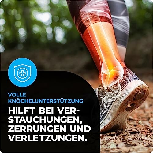 Grafik eines Knöchels mit Unterstützung, Hilfe bei Verstauchungen.