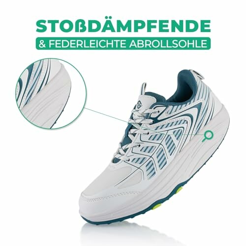 Weißer Sportschuh mit stoßdämpfender Sohle
