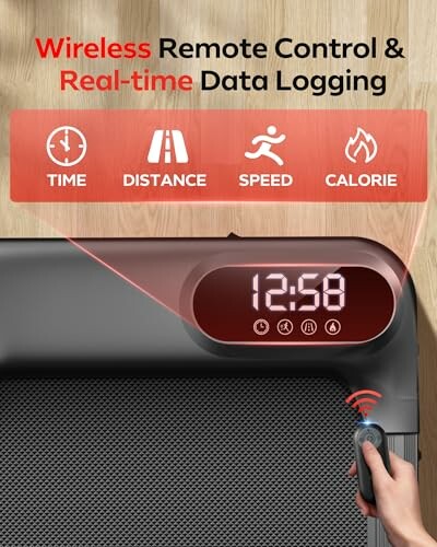 Laufband mit drahtloser Fernbedienung und Datenprotokollierung.