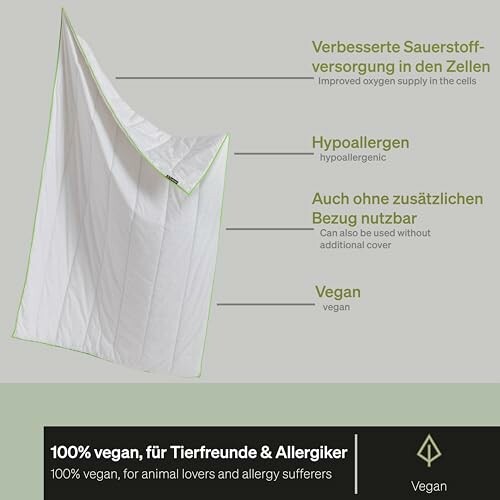 Vegan und hypoallergene Decke mit verbesserten Sauerstoffversorgung.