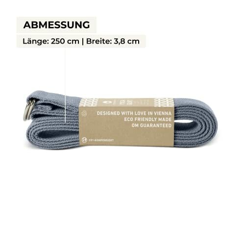 Grauer Yoga-Gurt, 250 cm lang, 3,8 cm breit